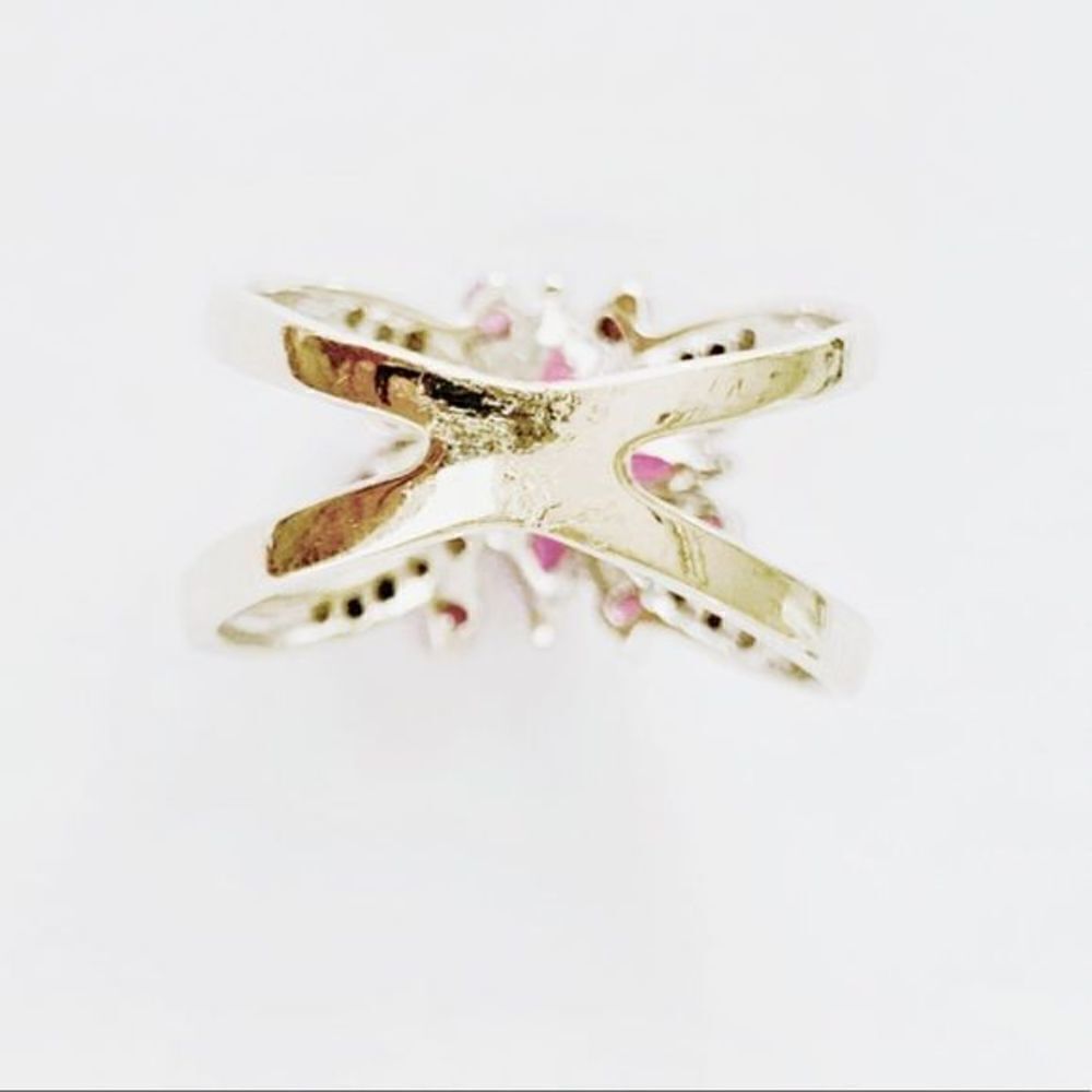 Tourmaline & Diamond Ring 14K White Gold, Unique Engagement / Anniversary Ring - Picture 5 of 15